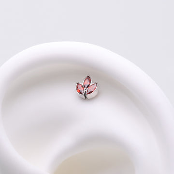 Detail View 1 of Implant Grade Titanium OneFit Threadless Triple Marquise Sparkle Leaflet Top Part-Red